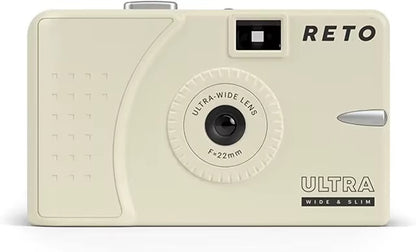RETO PANO Ultra Film Camera with Flash Full Width Frame Reusable Film Camera - 22Mm Wide Lens 135 Film Camera with Flash