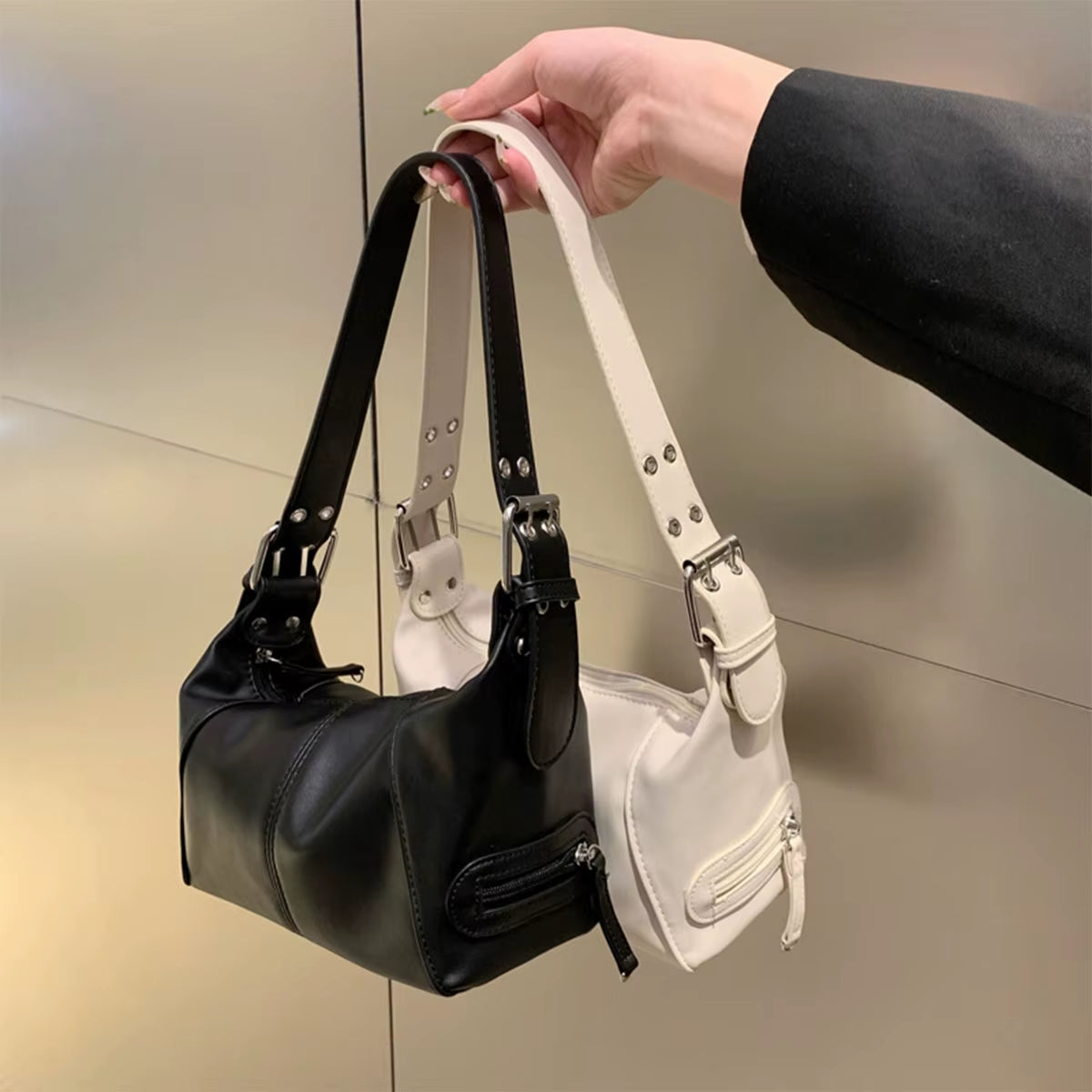 Y2K Style Shoulder Bag Shoulder Purse for Girls Street Wear for Women Trendy Motorcycle Handbag Minimalist