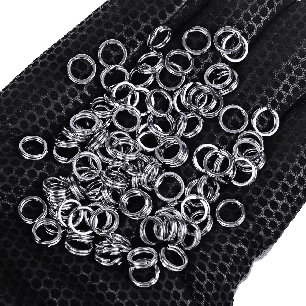 PROBEROS 50Pcs Fishing Split Rings for Crankhard Bait Silver Stainless Steel 0#-12# Fishing Connector Accessories Tackle