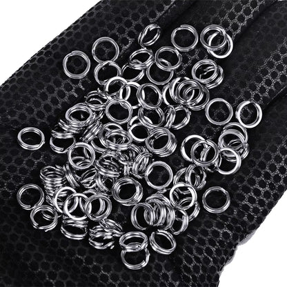 PROBEROS 50Pcs Fishing Split Rings for Crankhard Bait Silver Stainless Steel 0#-12# Fishing Connector Accessories Tackle