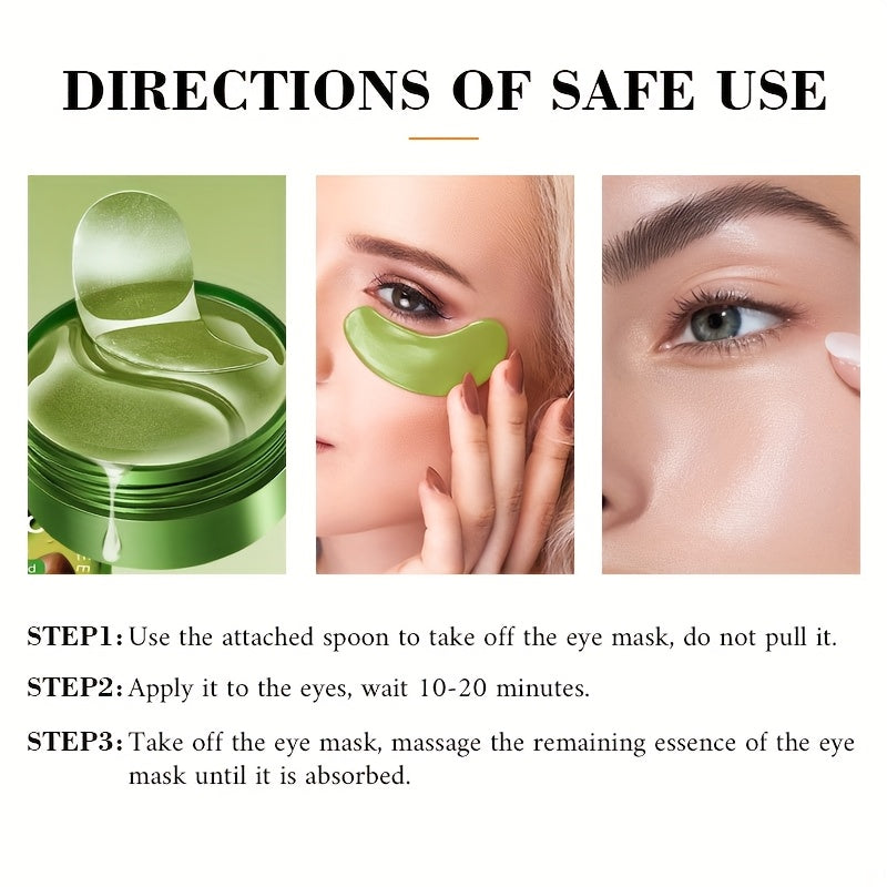 60pcs Avocado And Collagen Eye Mask, Hydrates And Moisturizes The Eye Area, Refines And Firms The Eye Area, Gives The Eye Area a Radiant Glow, Say Goodbye to Dryness And Dullness, Eye Care, Collagen Eye Mask, Moisturizing Eye Beauty World Shop