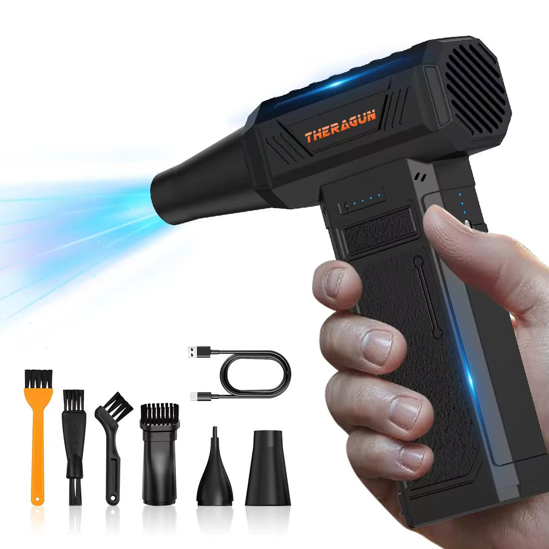Updated U7Ultra Mini Turbojet Fan Electric Duster 4-Speed Adjustable 180000RPM Wind Speed 58M/S Car/Pc Household Cleaning Tools