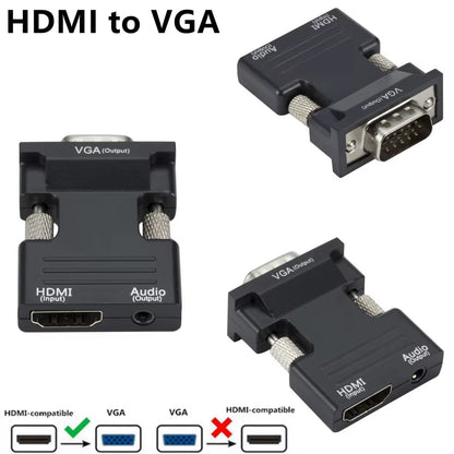 VGA to Hdmi-Compatible Adapter Converter 1080P HDMI to VGA Adapter for PC Laptop to HDTV Projector Video Audio Converter