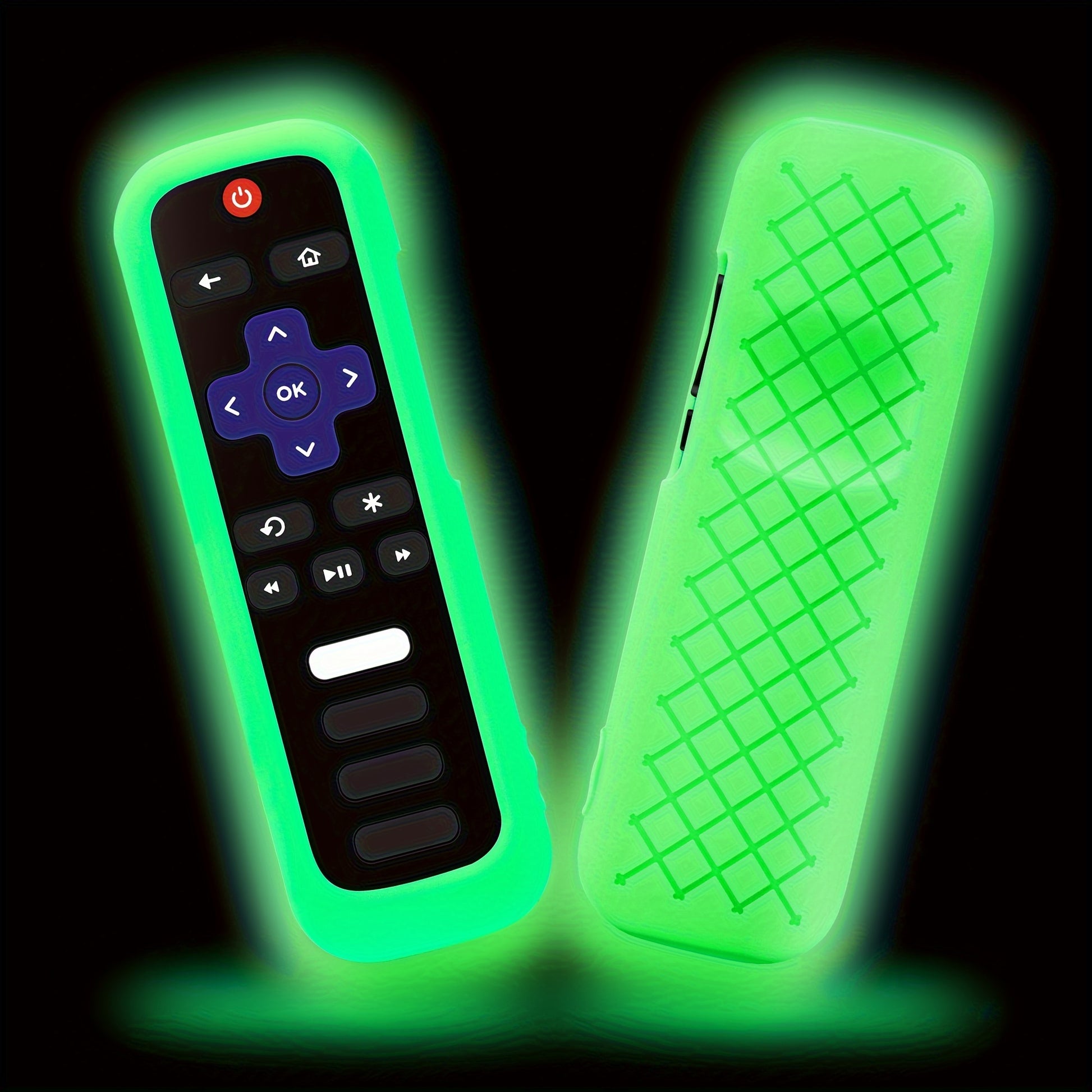 1pc Roku TV Remote Cover, Glow in the Dark Silicone Sleeve Case, Compatible with TCL Hisense Roku TV Steaming Stick 4K 4K+ Voice Remote, Universal Protective Battery Cover, 2022 Model, Uncharged, No Battery Included Beauty Fashion