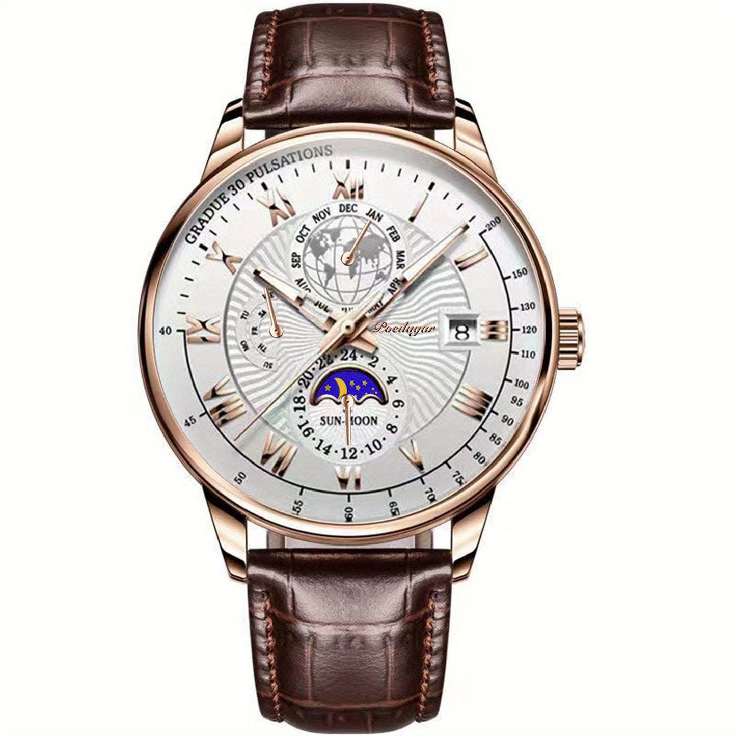 Versatile Men’s Sport Quartz Watch – 30m Water-Resistant, Luminous Calendar, PU Leather Strap, Durable Alloy Case Beauty World Shop