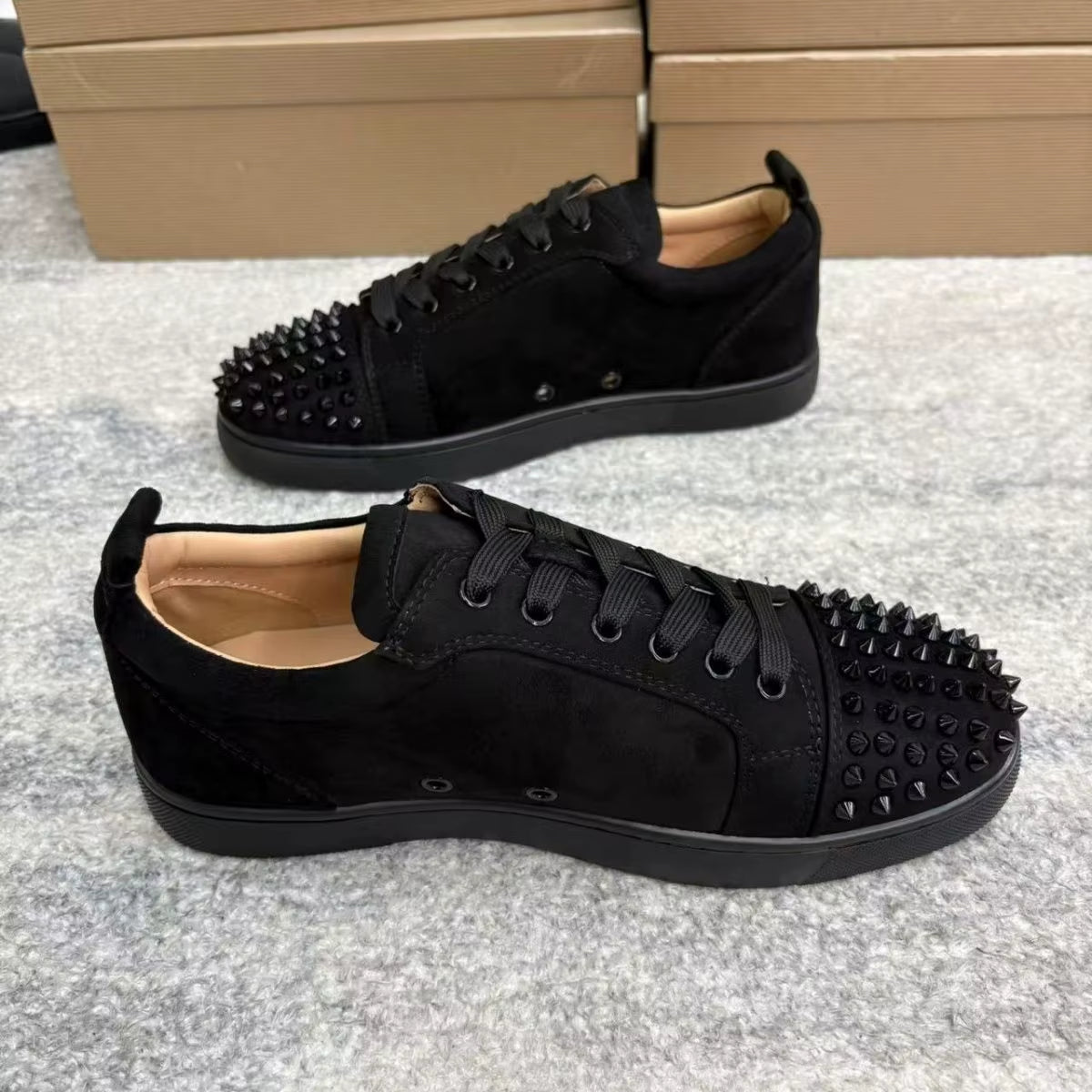 2025 Men'S Low-Cut Blue Casual Shoes Fashion High Street Lace-Up Round-Toe Red Increased Comfortability