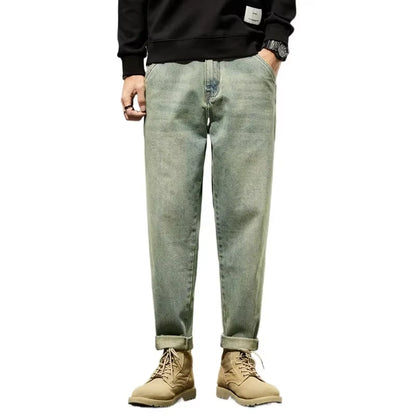 2025 Autumn and Winter New Loose and Versatile Harem Pants Retro Simple Fashion Solid Color Comfortable Versatile Jeans for Men