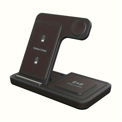 TIMESS-Wireless Charging Station 3-in-1 Standard 15W Fast Mag-Safe Charger Stand with QC3.0 Adapter, Suitable for iPhone 15 14 13 12 11 X 8 Pro Max/Pro/Mini/Plus, for iWatch Ultra 9/8 7/6/5/4/3/2, for Airpods 3/2 Beauty Fashion