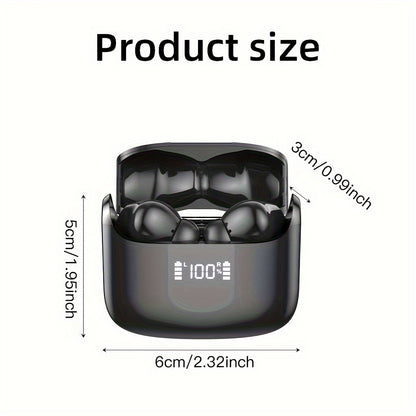 [40H Wireless Earbud] 40H Wireless Earbud, 5.3 Stereo Bass Earphones | Dual Mic Call, USB-C LED Display, Sport Headset