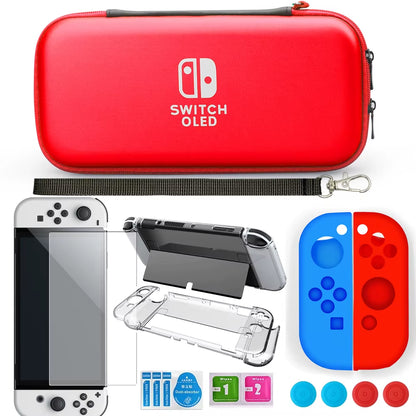 For Nintendo Switch Oled Case Bundle Bag Pack Game Accessories Kit Hard Shell Travel Storage Bag Joycon Protective Cover Grip
