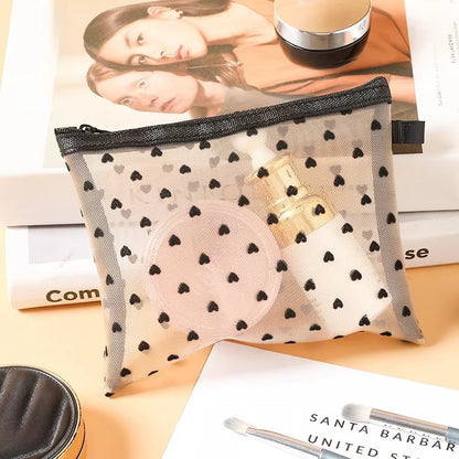 1Pcs Mesh Clear Cosmetic Bags Small Large Black Makeup Bag Portable Travel Toiletry Organizer Case Lipstick Storage Pouch