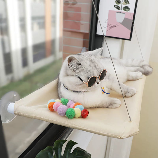 Cat Window Hammock Hanging Cat Bed Bearing Cat Sunny Window Seat for Indoor Cats Sleeping Space Saving Window Mounted Cat Bed