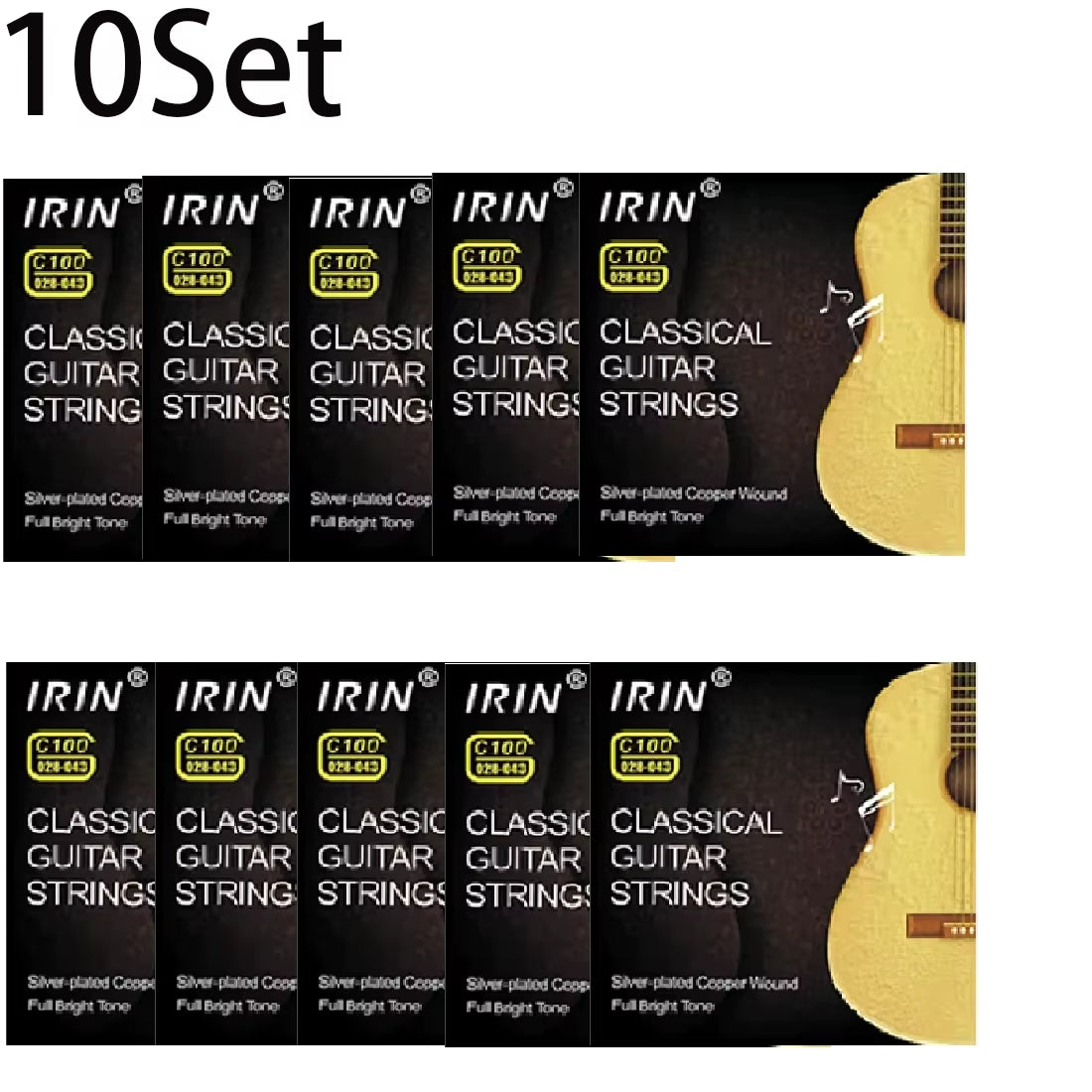 6 Pcs Nylon Classical Guitar Strings Set - Black Clear Silver Plated Copper Wound - Guitarra Strings - Guitar Accessories
