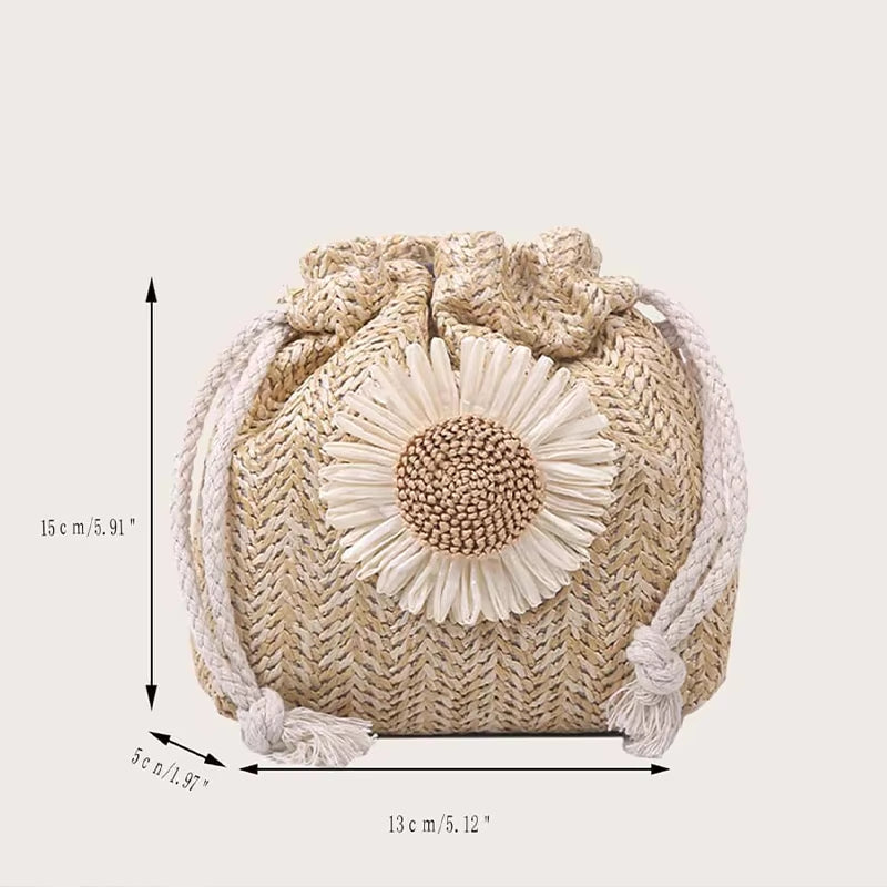 Summer New Fashion Straw Strap Mouth Women'S Woven Bag Single Shoulder Bag Crossbody Bag for Travel and Amusement