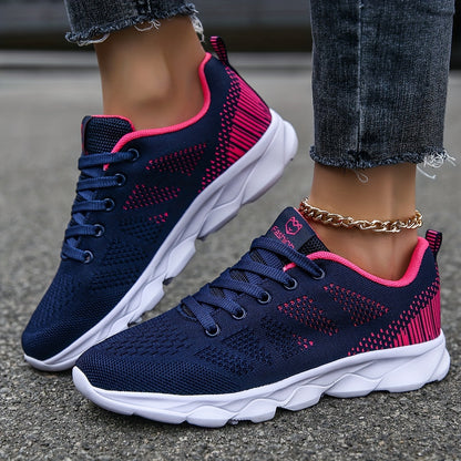 Womens Super-Breathable Lace-Up Sport Shoes - Lightweight & Fashionable Flying Woven Design - Ideal for Casual Everyday Wear - Durable & Comfortable Beauty World Shop