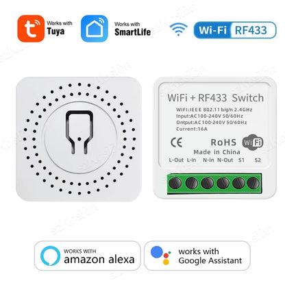 Tuya Smart Home Zigbee Wifi Smart Switch with Power Monitor 16A Mini Breaker Voice Control for Homekit Siri Alexa Google Alice