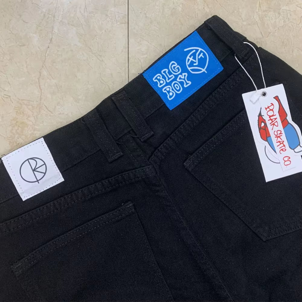 Embroidery Jeans Y2K Pants Streetwear Gothic Cartoon Blue Baggy Jeans Retro Punk Rock High Waist Denim Trousers