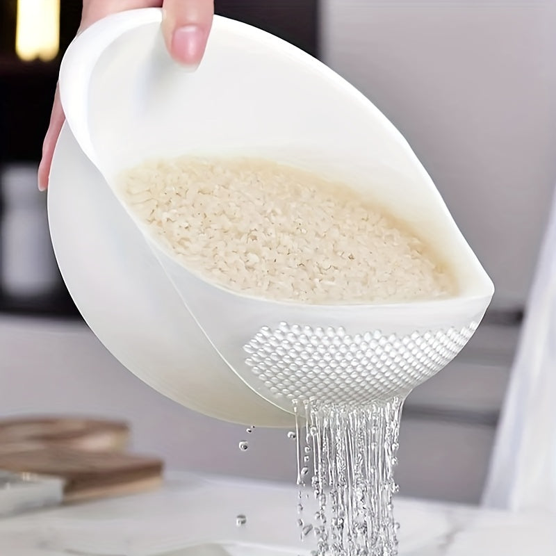 1pc Multi-Functional Kitchen Washing Basket Basin - Food-Safe Plastic with Drain Holes for Efficient Draining, Rinsing Rice, Vegetables & Fruits - Space-Saving Design for Small Kitchens & Dishwashing Beauty Fashion