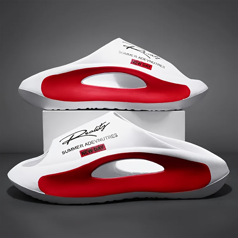 [Summer Sport Slippers] Summer Open Toe Women's Fashion Sport Slippers - EVA Material with Letter Print - Athletic Sandals with Adjustable Strap