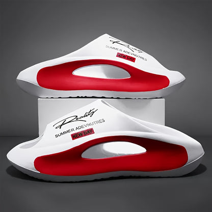 [Summer Sport Slippers] Summer Open Toe Women's Fashion Sport Slippers - EVA Material with Letter Print - Athletic Sandals with Adjustable Strap