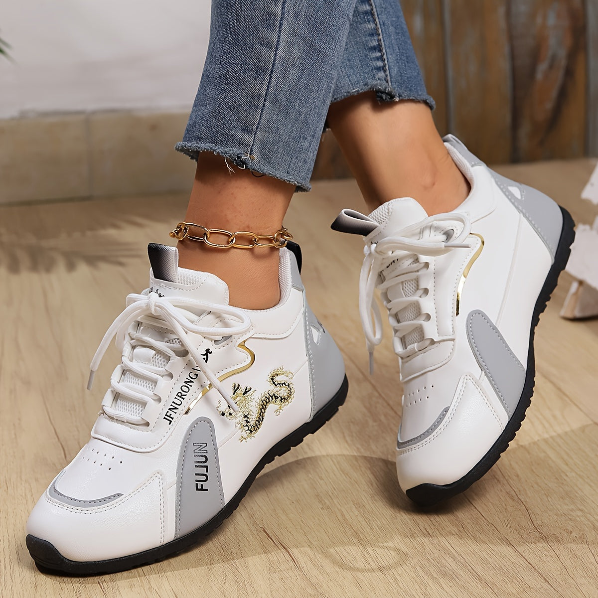 Comfortable Cartoon Trendy Style Women's Fashion Sneakers, Casual Low Top Sport Shoes