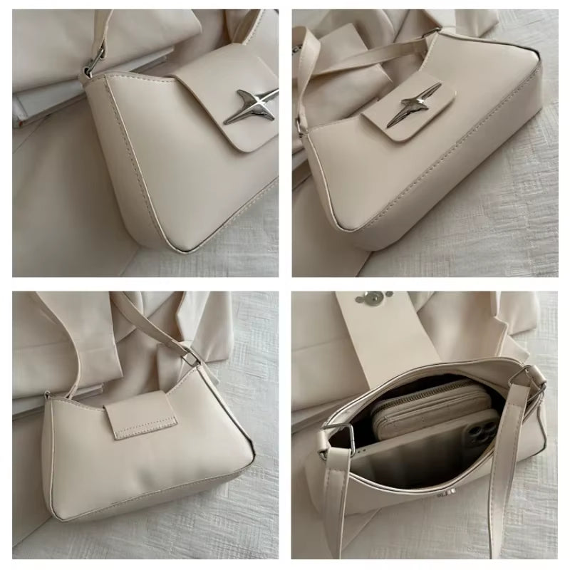 Vintage Shoulder Bags Small Purse for Women Classic PU Leather Shoulder Bag Ladies Underarm Handbag Fashionable Crossbody Bag