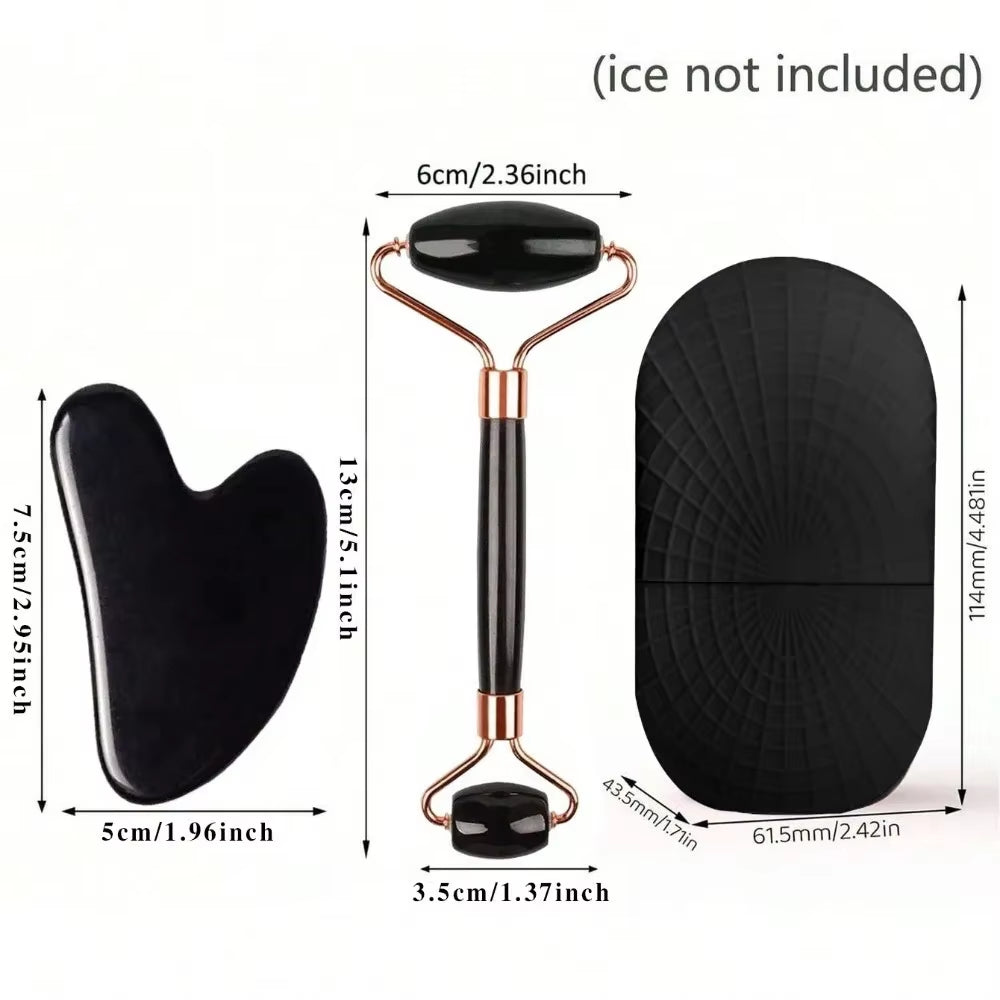 3Pcs Ice Face Roller Gua Sha Board Set Facial Massage Roller Face Massager Face Lifting Contouring Tools Beauty Skin Care Tools