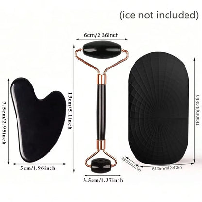 3Pcs Ice Face Roller Gua Sha Board Set Facial Massage Roller Face Massager Face Lifting Contouring Tools Beauty Skin Care Tools