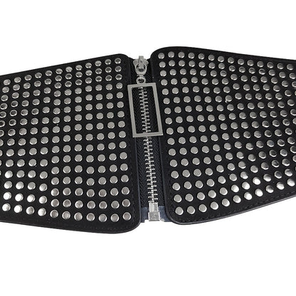 Wide Elastic Studded Belt Female Waist Gothic Plus Size Stretch Girdle Ladies Long Belts For Women Corset Waistband Beauty Fashion