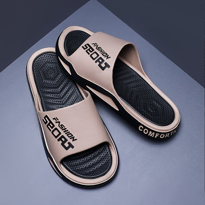 Fashion Mens Sport Slides - Sport Sandals & Slides With Anti-Slip Sole - Trendy Men'S Alphabet Design Slippers - Ideal For Spring And Summer Beach