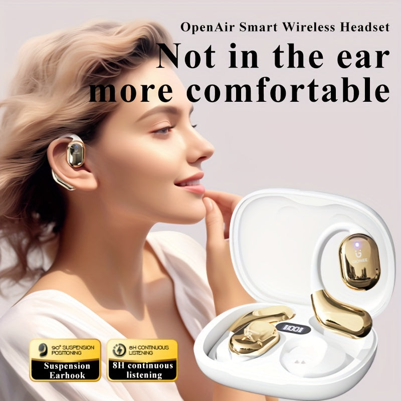 Gionee001True Wireless Earbuds With Mic, TWS In-Ear Headphones With ENC Noise Cancelling Mic, Sport Earhook Headset, Stereo In Ear Headphones With LED Display Charing Case, Wireless Running Sports Earbuds Earhook Beauty World Shop