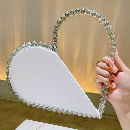 Mini Heart Shape Women's Elegant Evening Bag, Trendy Clutch Purse for Party Prom and Wedding Beauty Fashion