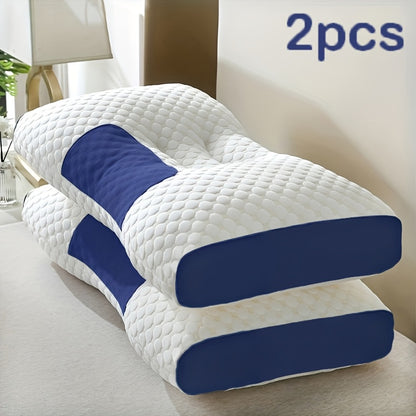Buy 1 Get 1 Free, 2 Soft Woven Neck Massage Couple Pillows - Adjustable Ergonomic Orthotic Profile Support, High Quality Pillow Core, Detachable Pillowcase For Sleeping Comfort Beauty Fashion