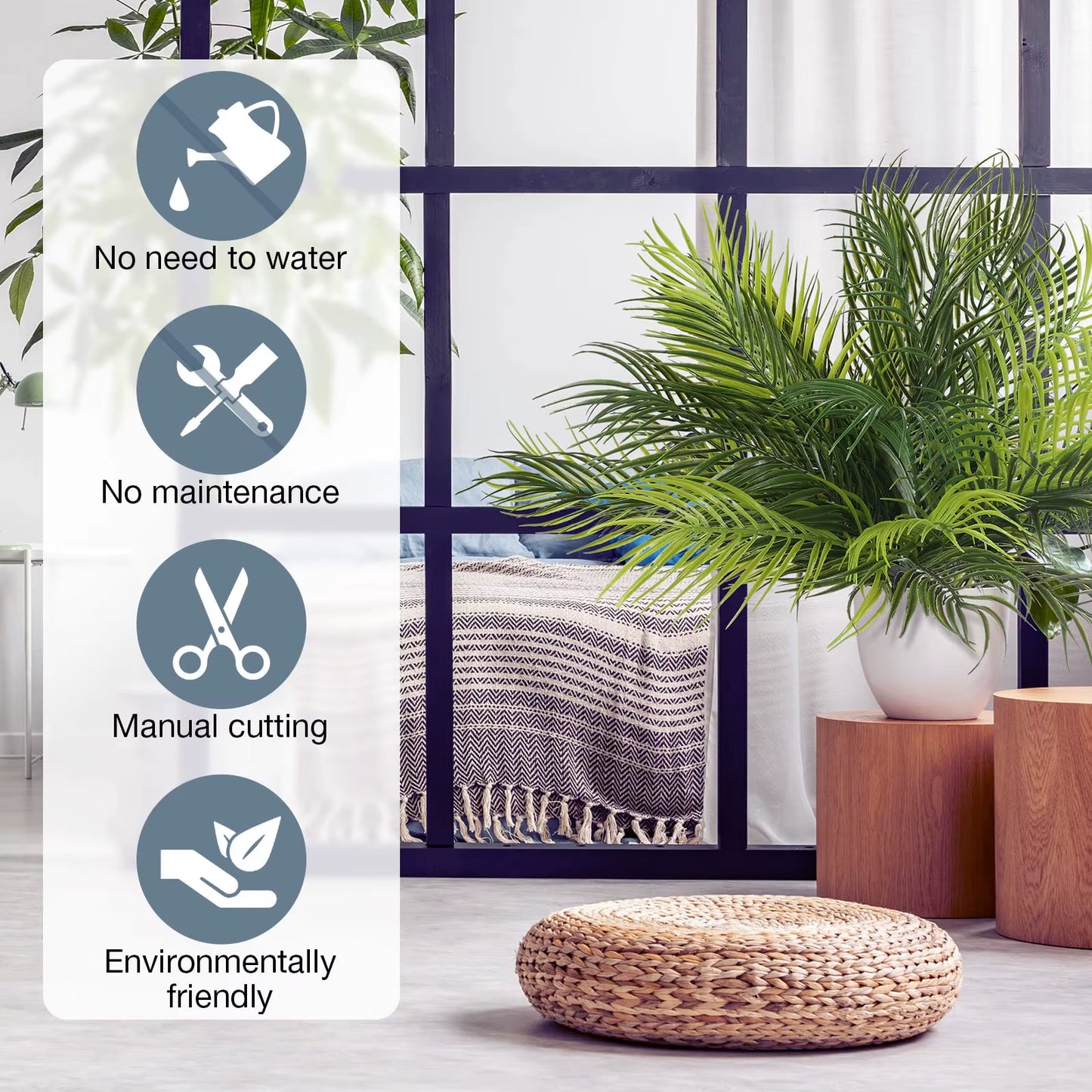 20.47In 9Leaves Artificial Tropical Plants Fake Palm Plant Branch Green Leaves for Home Garden Office Jungle Carnival Decoration