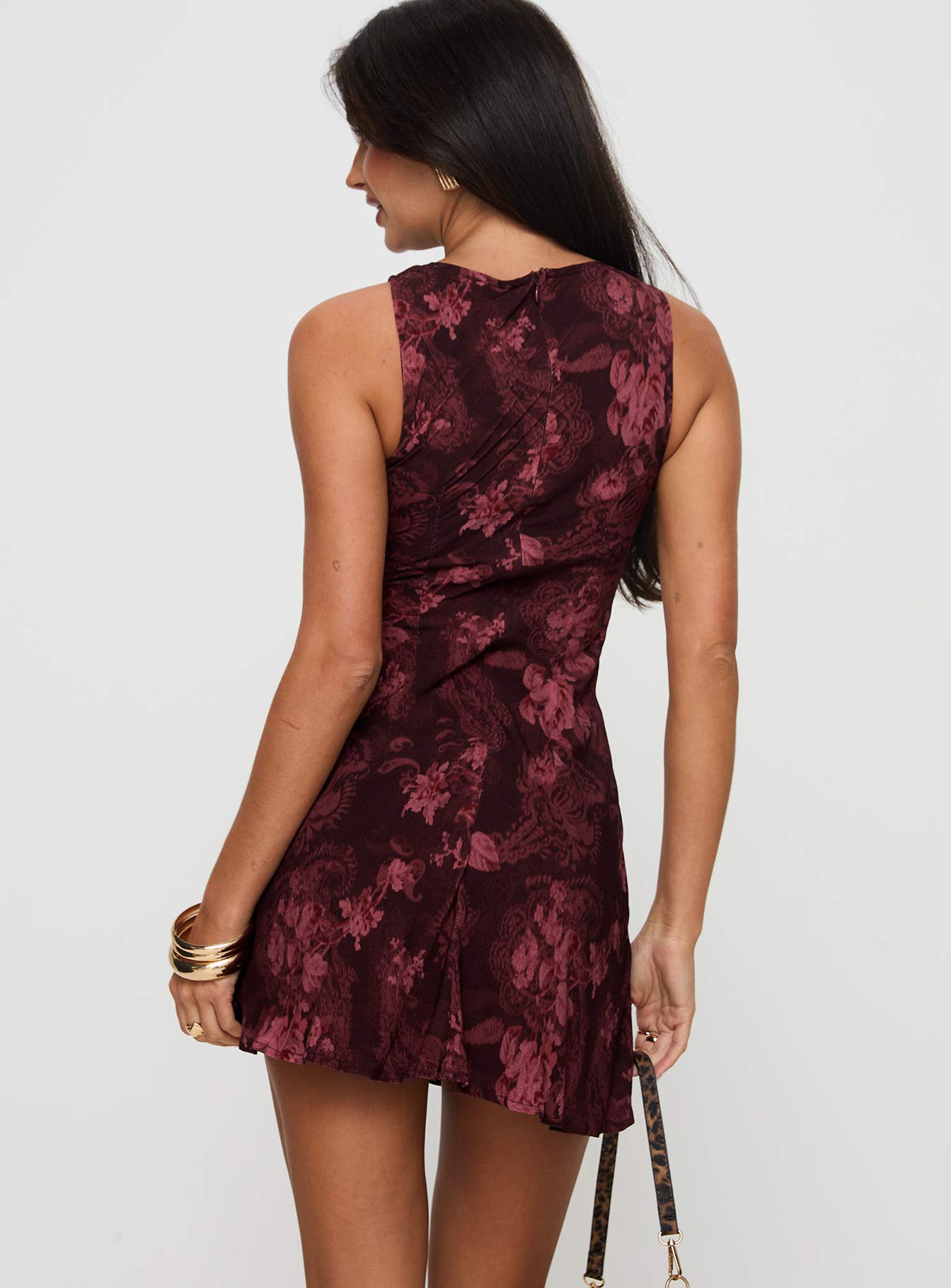 Vivre Mini Dress Burgundy Paisley Princess Polly