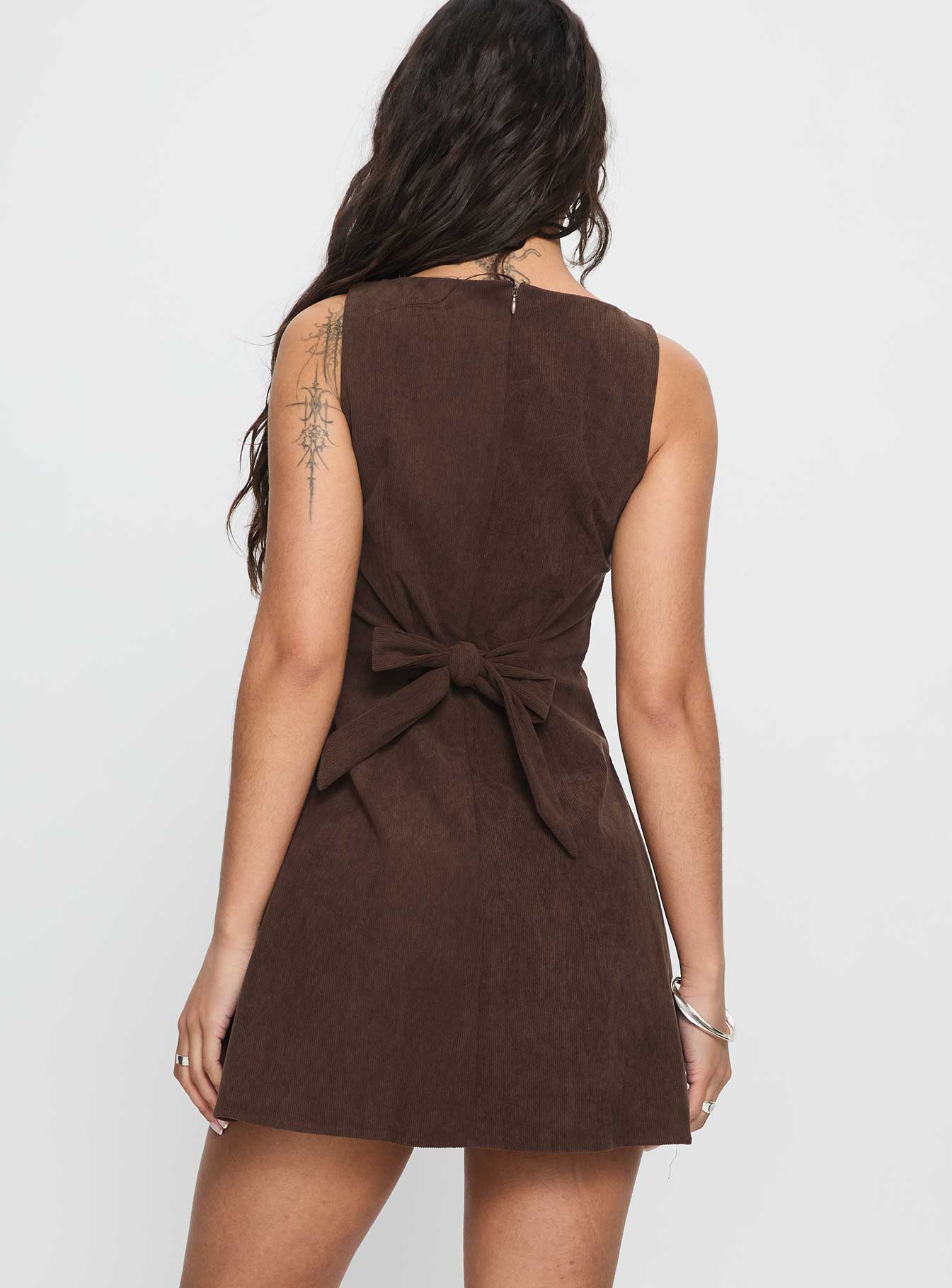 Alfalfa Corduroy Mini Dress Chocolate Princess Polly