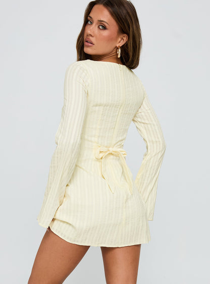 Alfalfa Long Sleeve Mini Dress Cream Princess Polly
