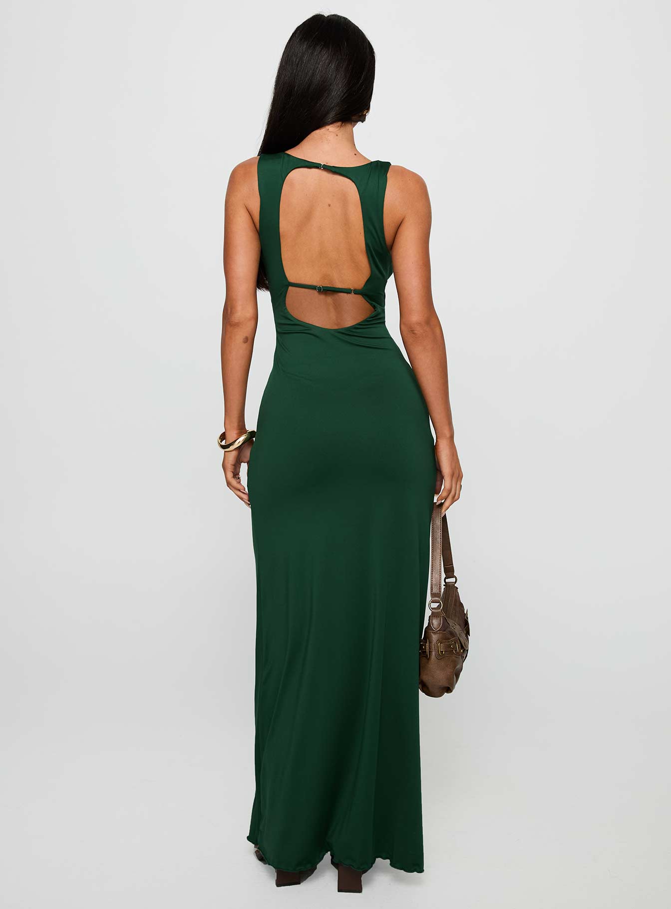 Frederica Plunge Maxi Dress Forest Green Princess Polly