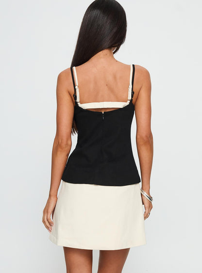 Mariselle Layered Corset Mini Dress Black / Cream Princess Polly