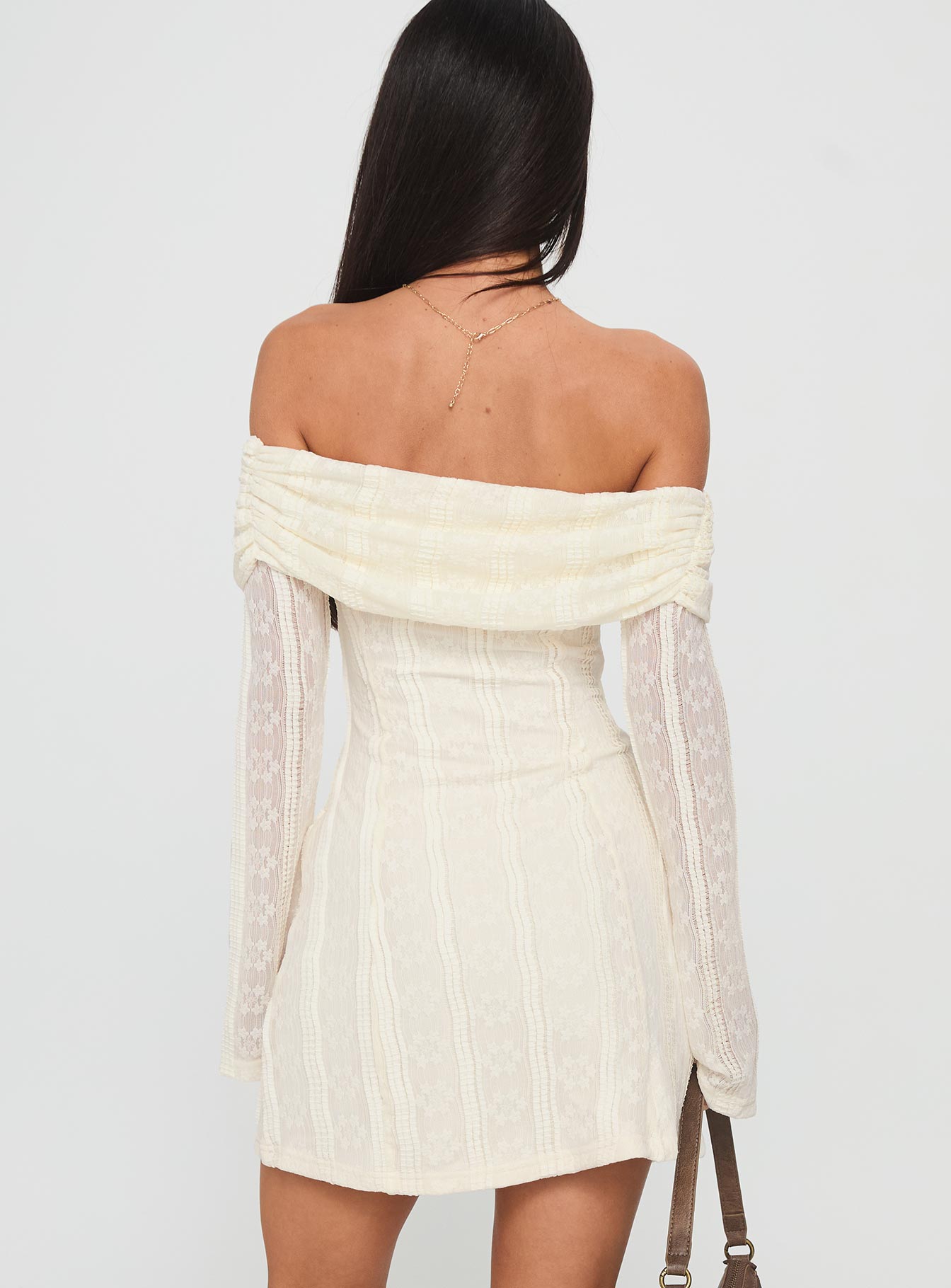 Colettie Long Sleeve Mini Dress Cream Princess Polly