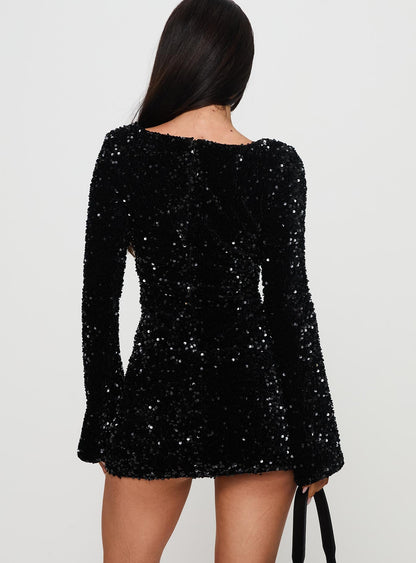Vinelle Long Sleeve Mini Dress Black Princess Polly