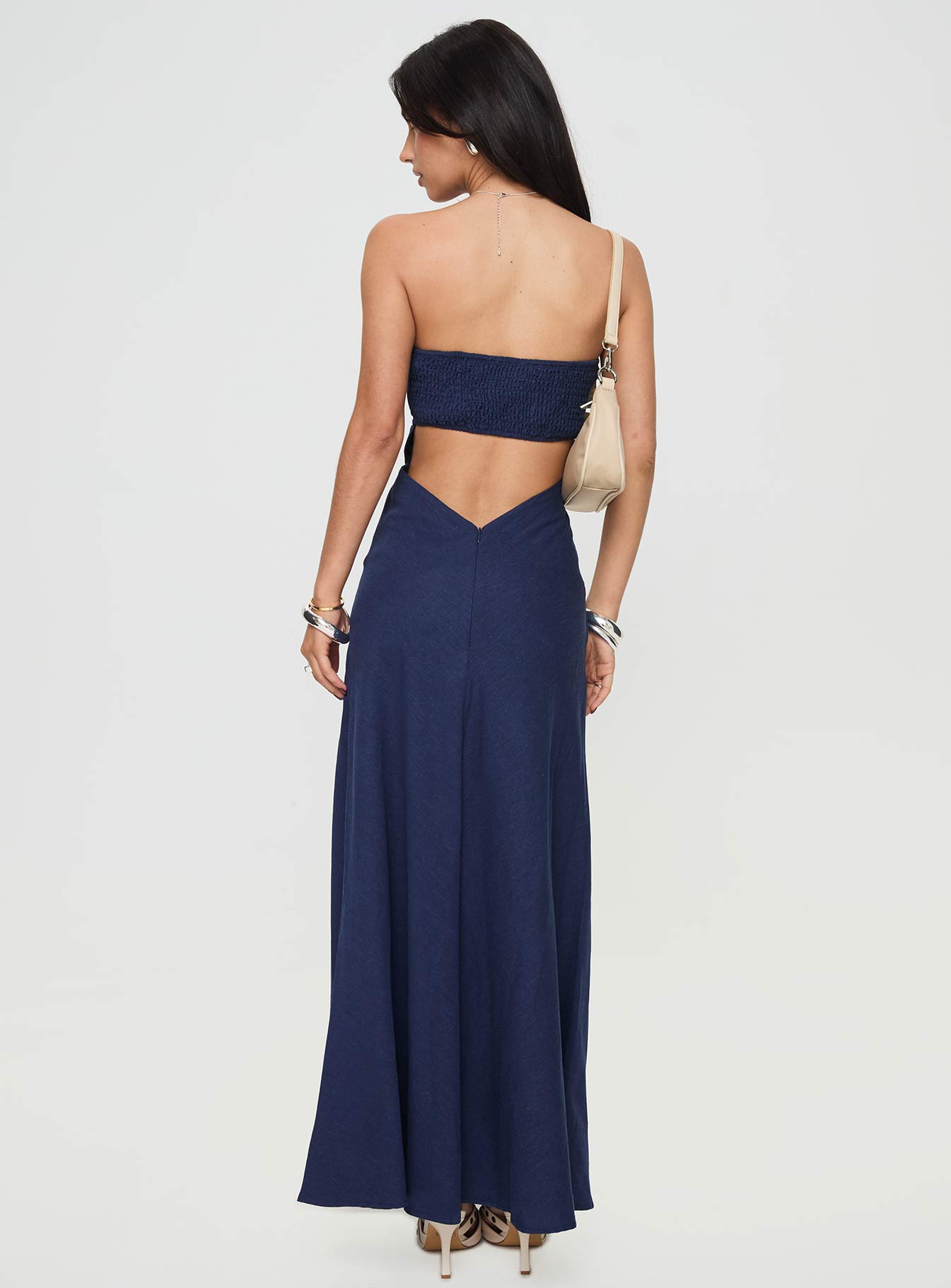 Yahir Strapless Maxi Dress Navy Princess Polly