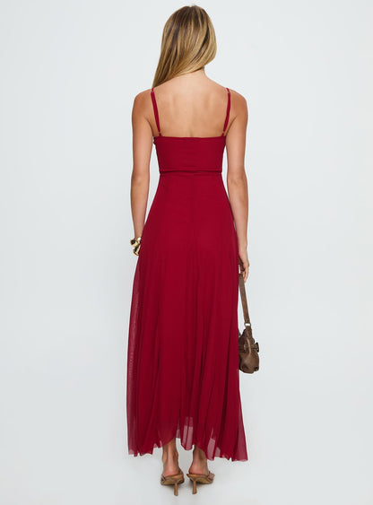 Janeira Pleat Maxi Dress Red Princess Polly