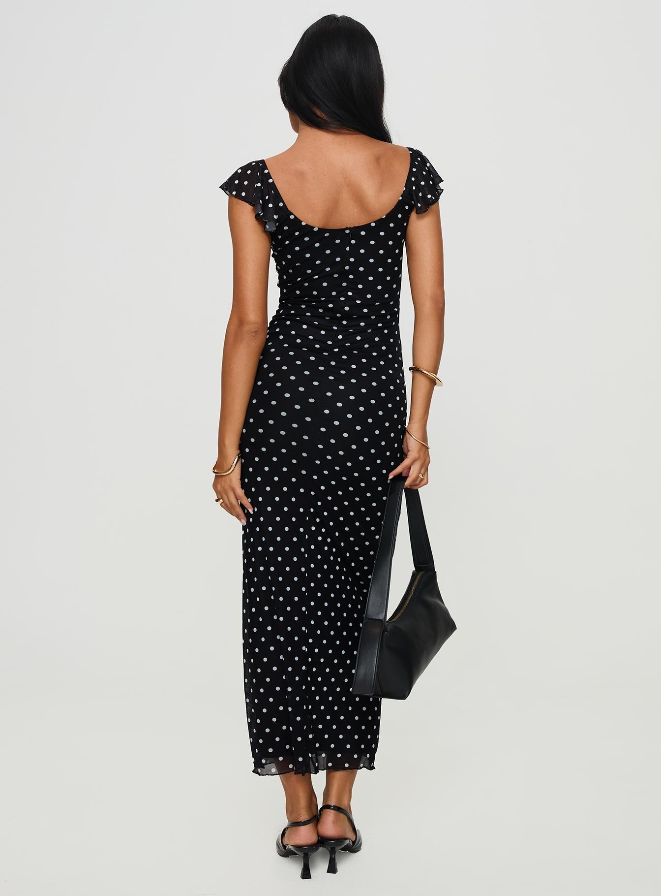 Sandberg Maxi Dress Black Polka Dot Princess Polly