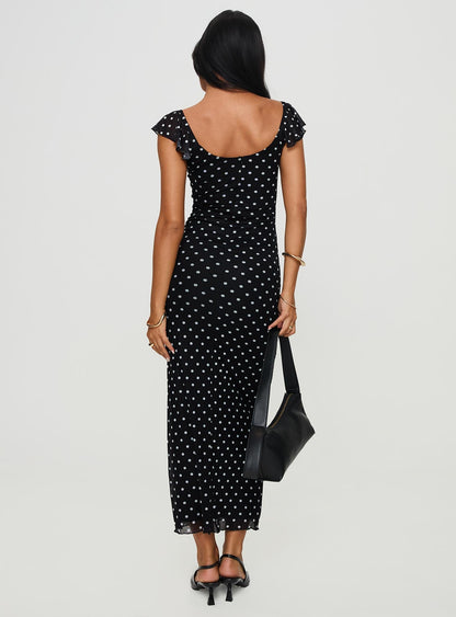 Sandberg Maxi Dress Black Polka Dot Princess Polly