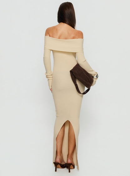 Phylis Off The Shoulder Maxi Dress Cream Princess Polly