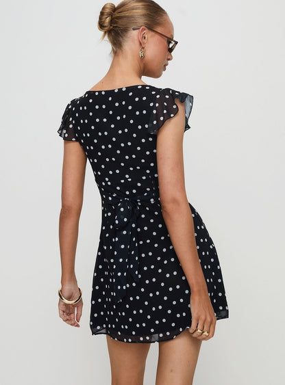 I Guess So Mini Dress Black Polka Dot Princess Polly