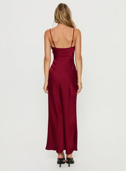 Engracia Sequin Maxi Dress Burgundy Princess Polly