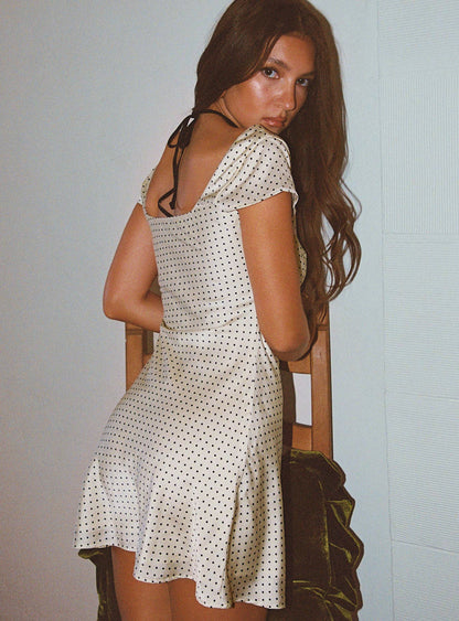 Lucienna Polka Dot Mini Dress White / Black Princess Polly