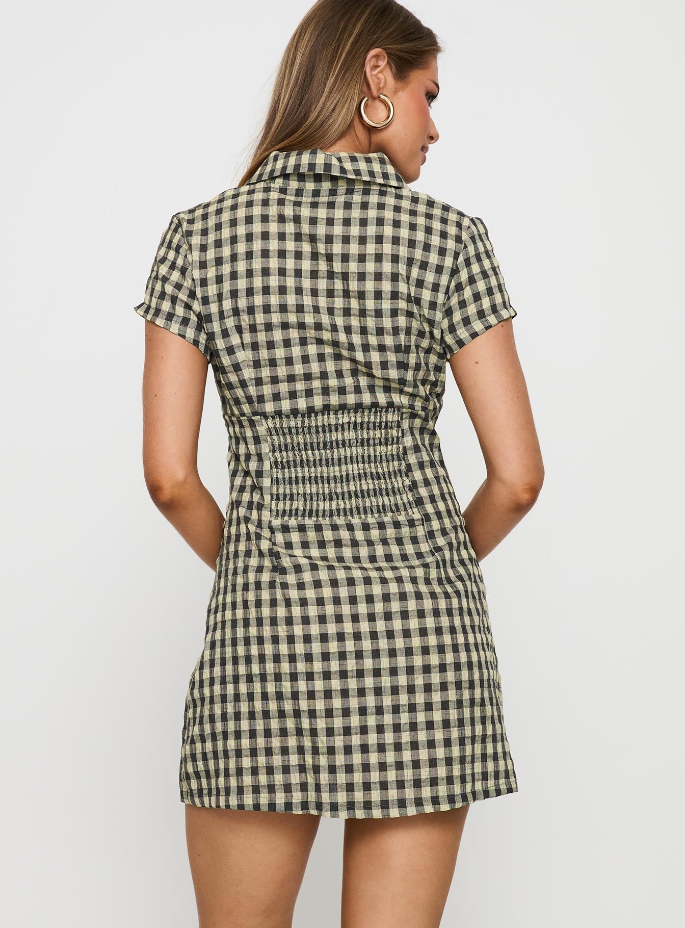 Motley Mini Dress Brown Check Princess Polly